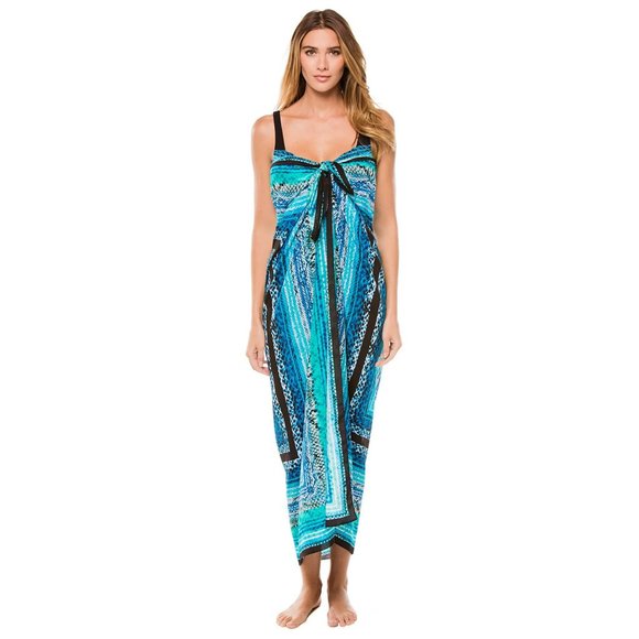 GOTTEX $298 100% SILK $298 Oversized Convertible Snake Charmer Pareo Sarong - Picture 1 of 5